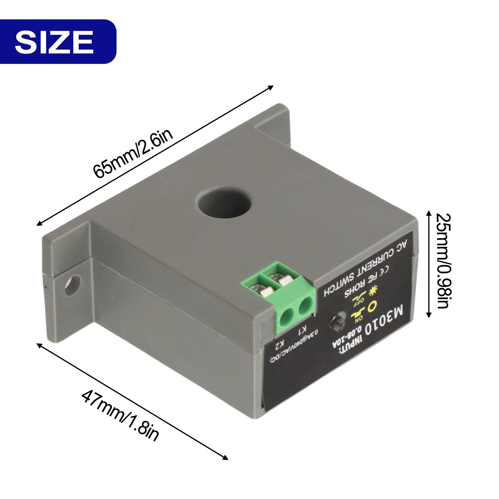 Miniature AC Current Switch with LED Status Indicator for Easy For Monitoring