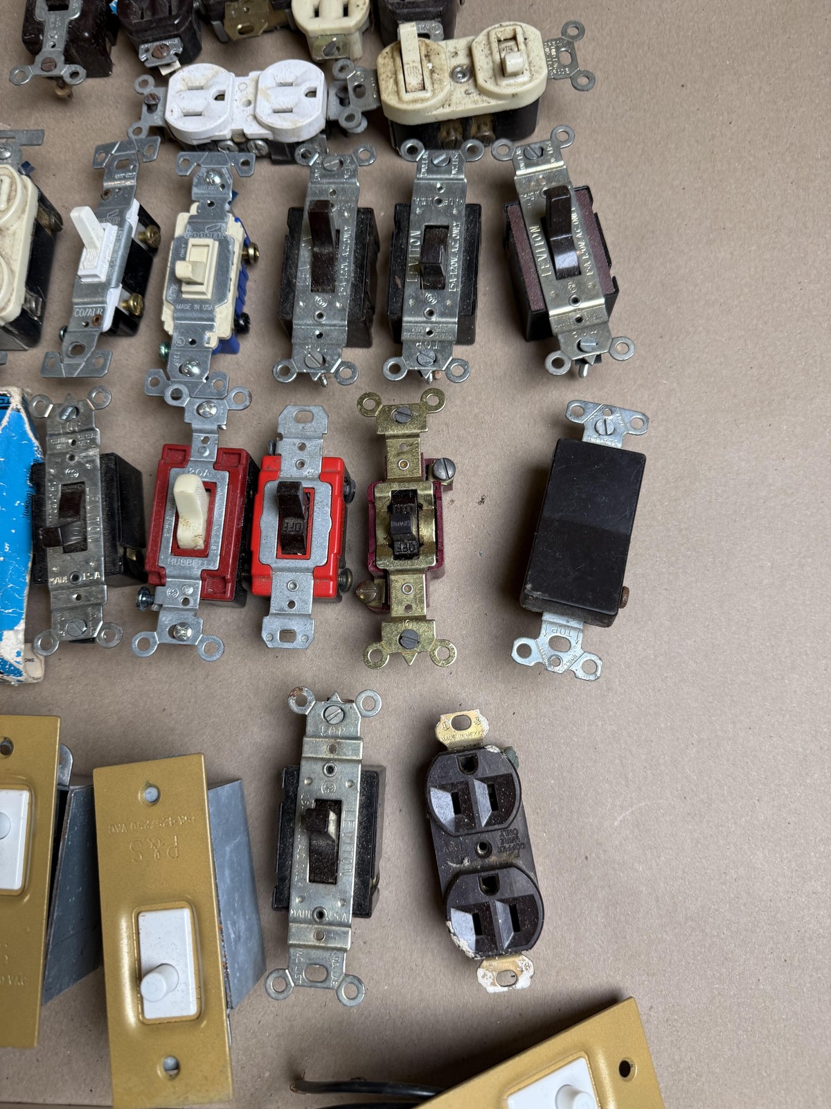 Mixed Lot Wall Power Toggle Switches Outlets Various Brands Multicolor Used