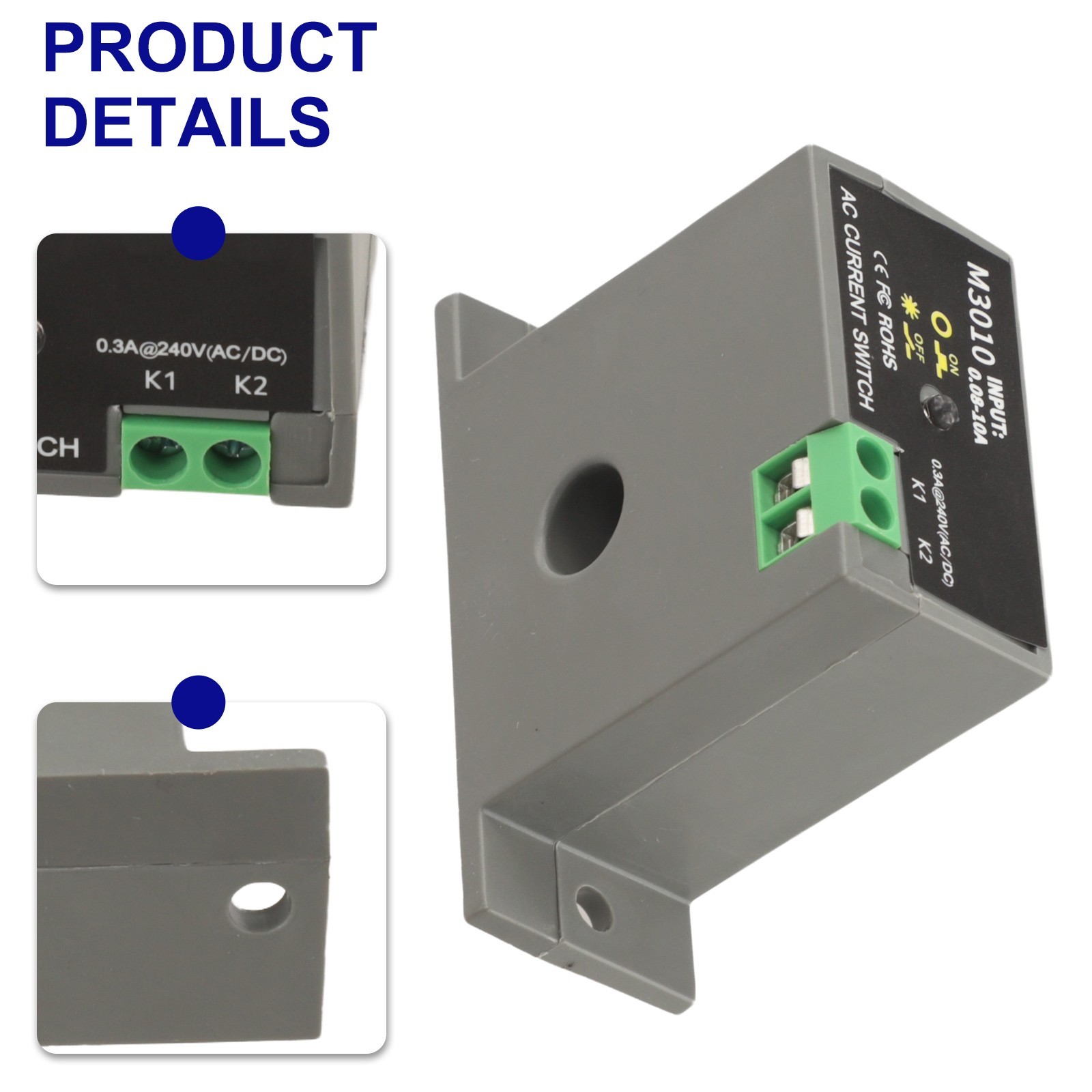 Miniature AC Current Switch with LED Status Indicator for Easy For Monitoring