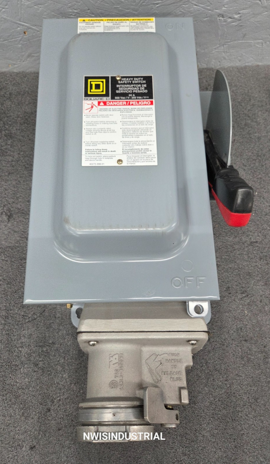 Square D Fusible Safety Switch H362AWC, 600V AC, 60A, 3PH, Crouse-Hinds Arktite