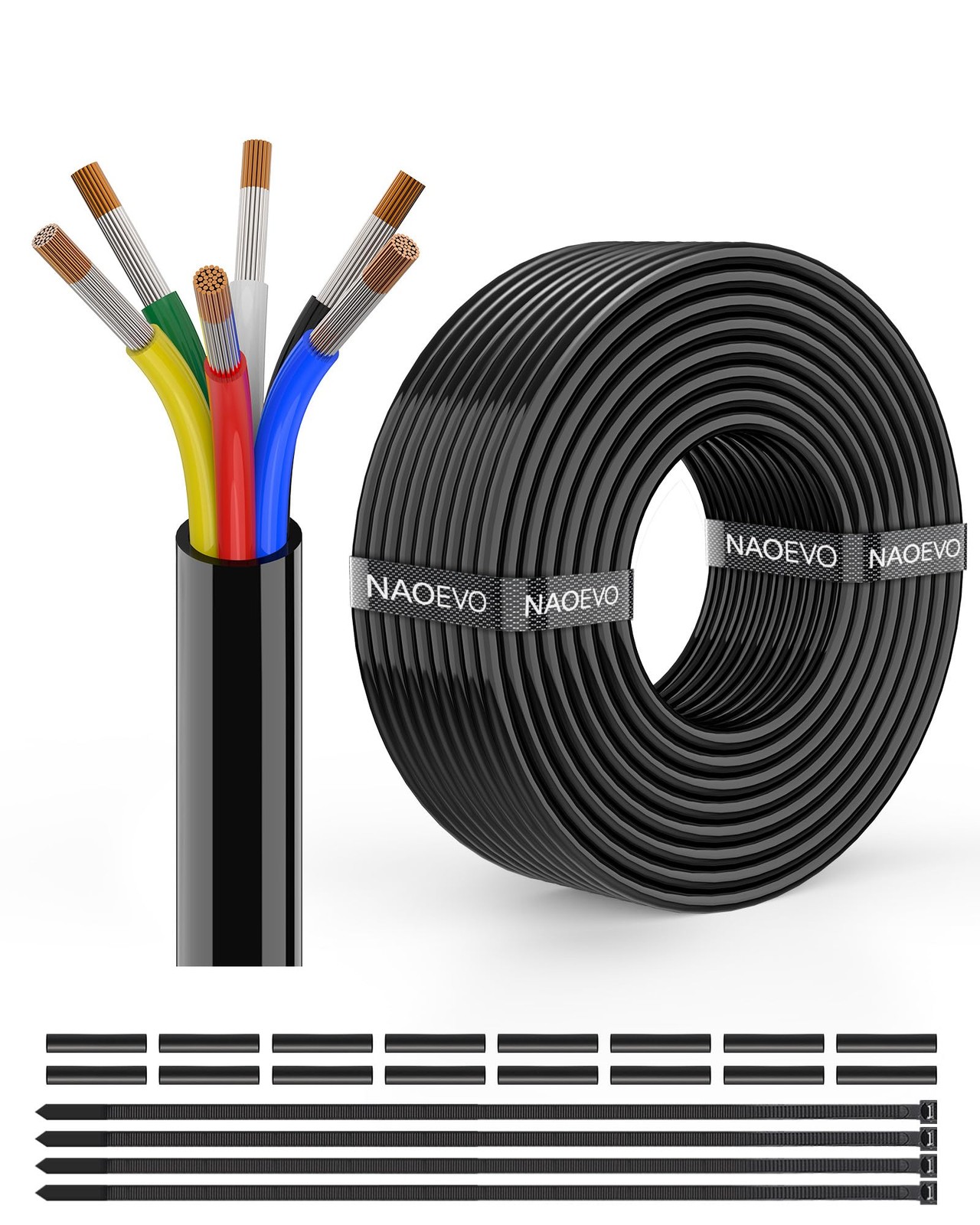 18 Gauge Wire 6 Conductor Electrical Wire, 18 AWG Stranded PVC 30ft 6C-18AWG