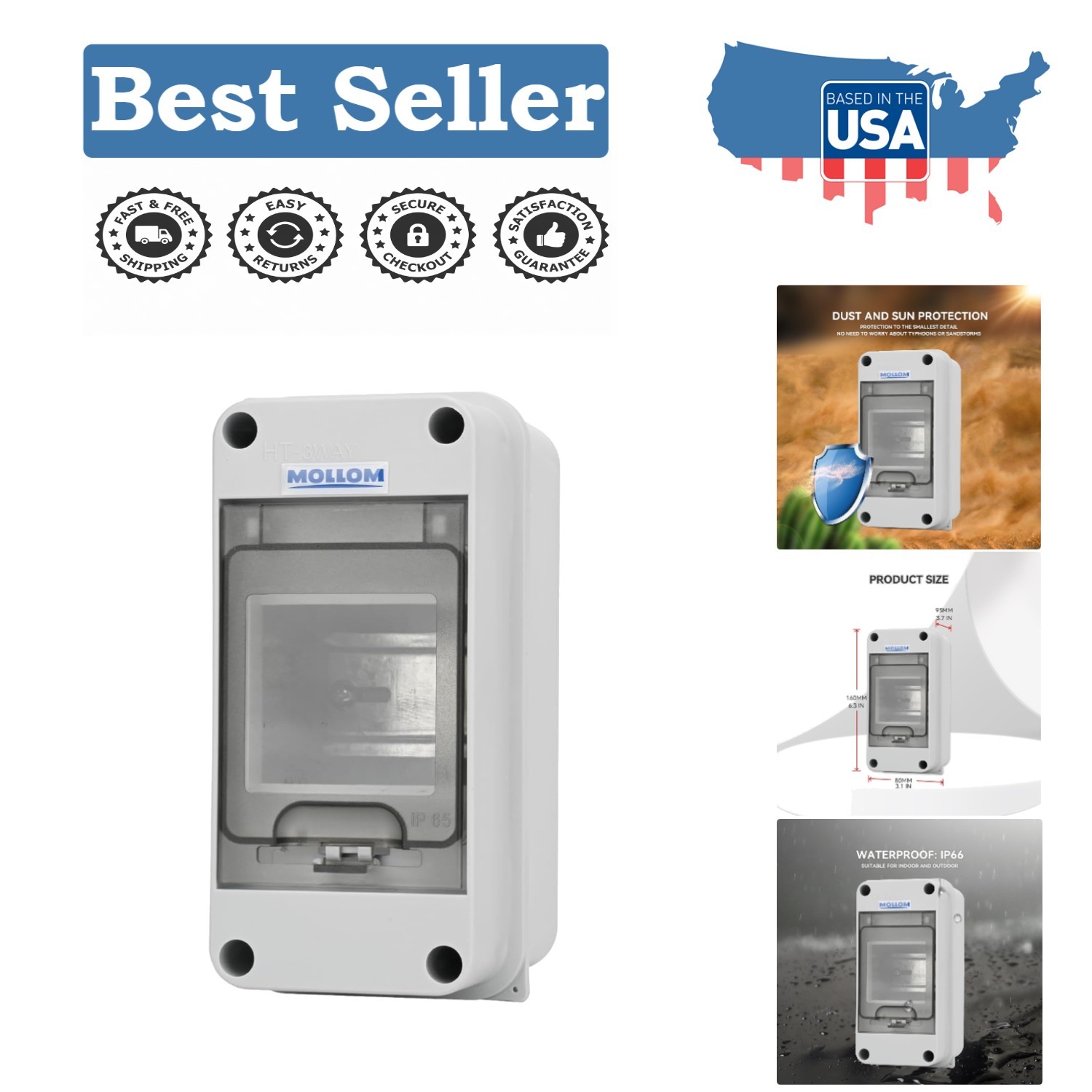 Robust 3 Way MCB Protection Box – Waterproof & Impact Resistant Design