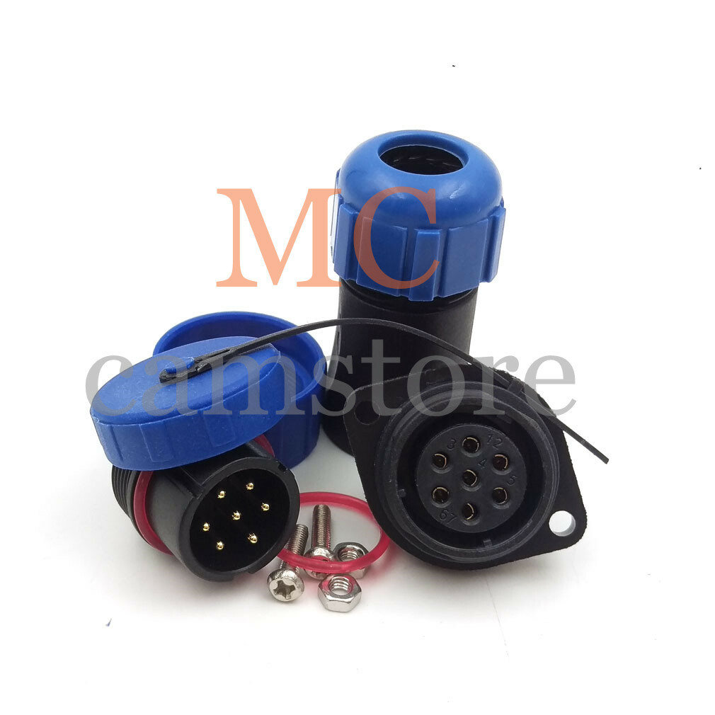 SP21 2-12 pin Waterproof Connector Bulkhead 2-Hole Circular IP68 Plug & Socket