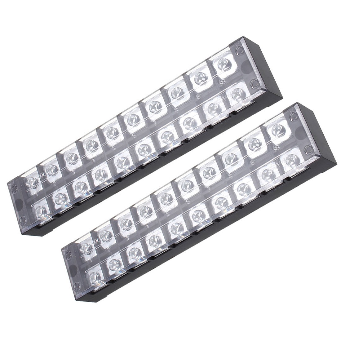 2 Pcs 10 Positions 600V 45A Cable Barrier Block Terminal Strip,TB-4510L