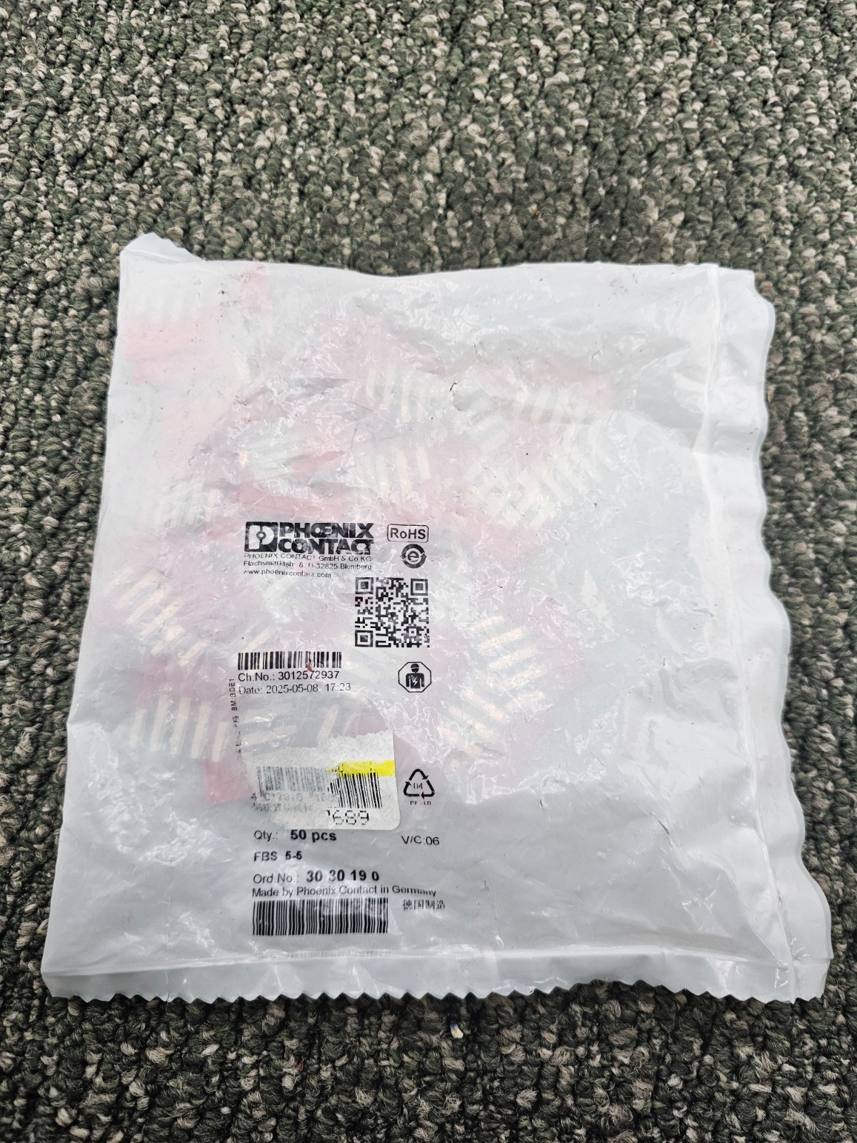 (QTY 50) PHOENIX FBS 5-5 3030190 Plug-in Bridge 5 Position 5.2MM Pitch Red