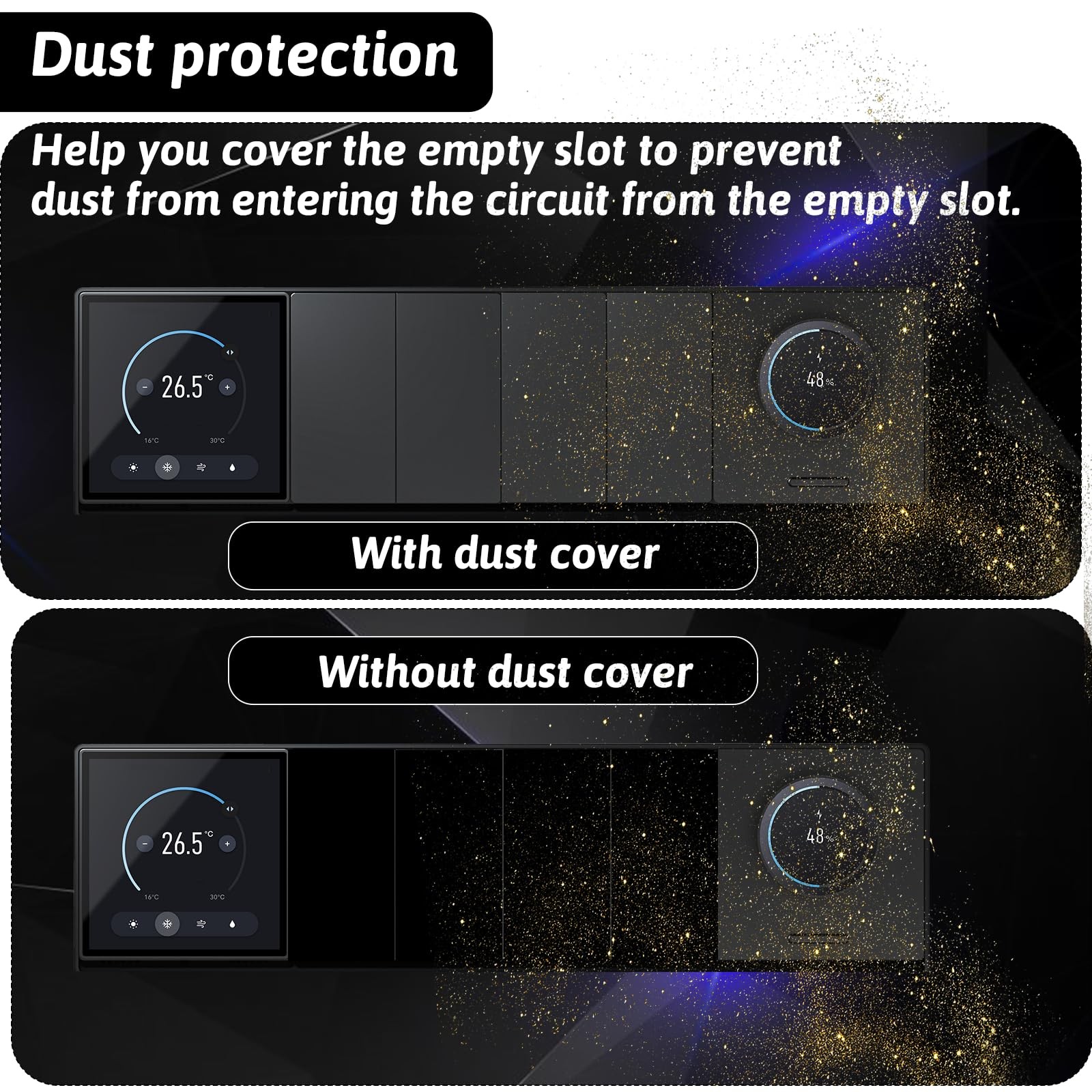 8pcs Rocker Switch Cover Black Blank Snap-in Hole Plug Cover…