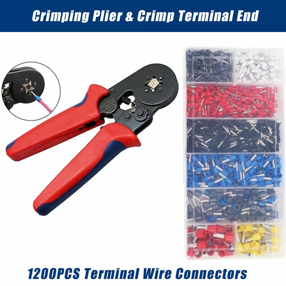 Ferrule Crimping Tool Kit AWG23-7 Self-adjustable Ratchet Wire Crimping Tool Kit