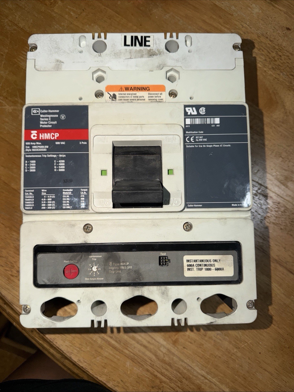Cutler-Hammer Westinghouse Series c Motor Circuit HMCP600L6w