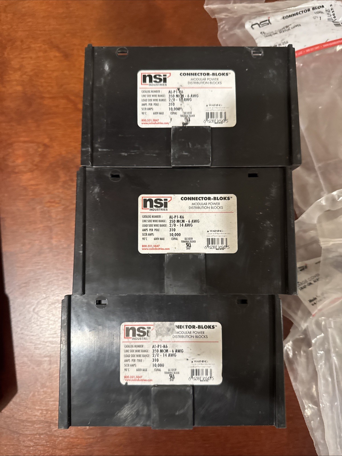 NSI Industries AL-P1-K6 350 MCM 2/0-14 Modular Power Distribution Blocks Qty 3