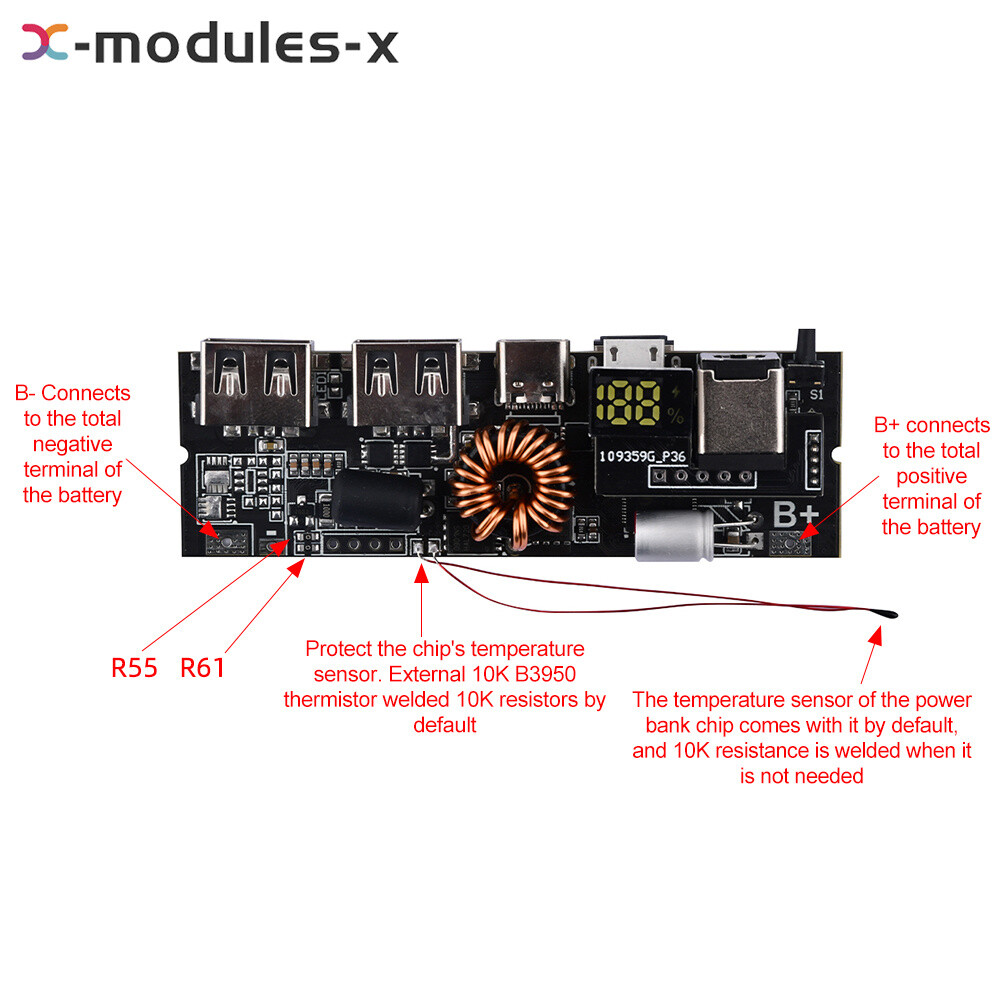 PD 3S 4S 5S 65W 100W Power Bank 6-port Two-way Fast Charging Mobile Power Module