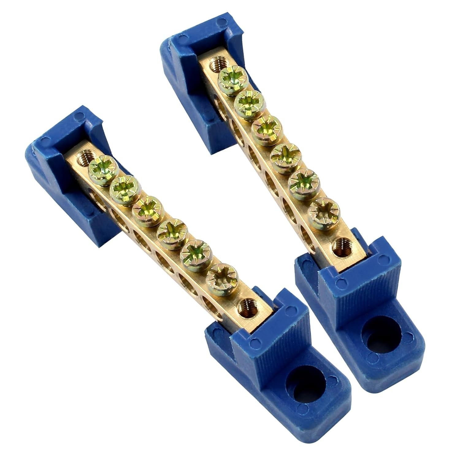 2 Pack Brass Screw Terminal Bus Bar – 8 Position Terminal Block for Marine Power