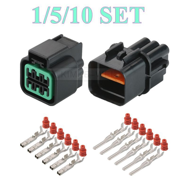 6 Pin KUM Car Headlight Male Female Connector Plug Kit For KIA Hyundai Accent