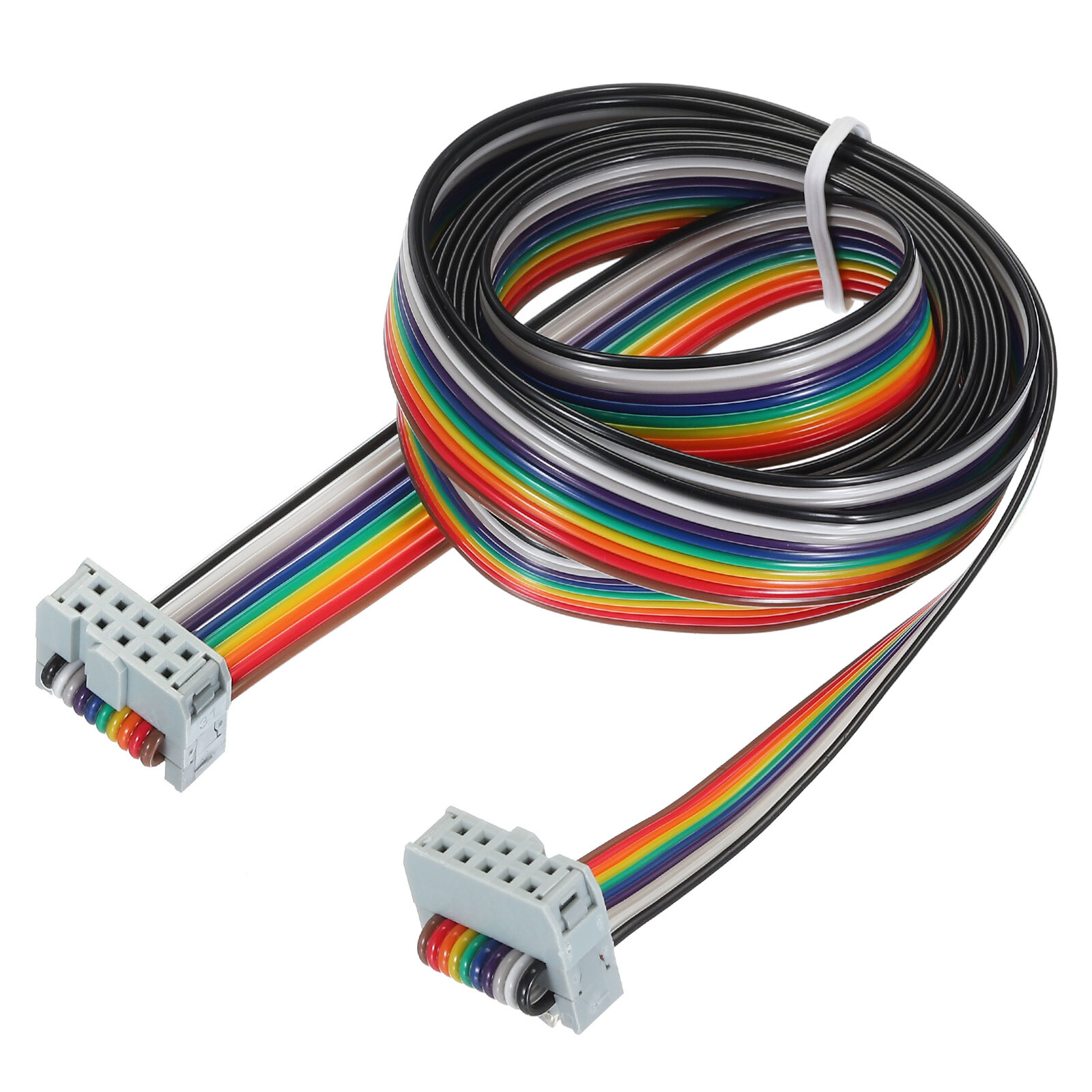 1 Pcs 10 Pin Flat Rainbow Ribbon Cable FC/FC Connector 4.9FT 2.54mm Pitch