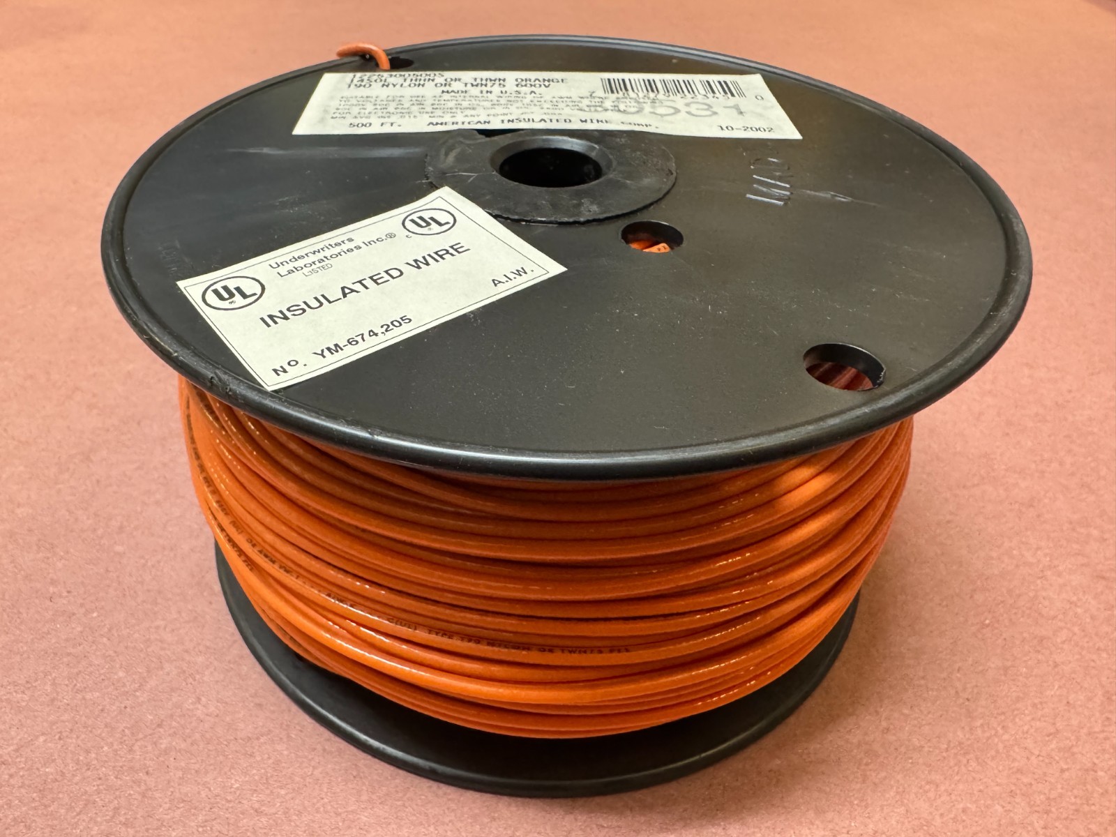 American Wire 14AWG Insulated Solid Copper Wire Orange 500′ Feet 600V Made In US