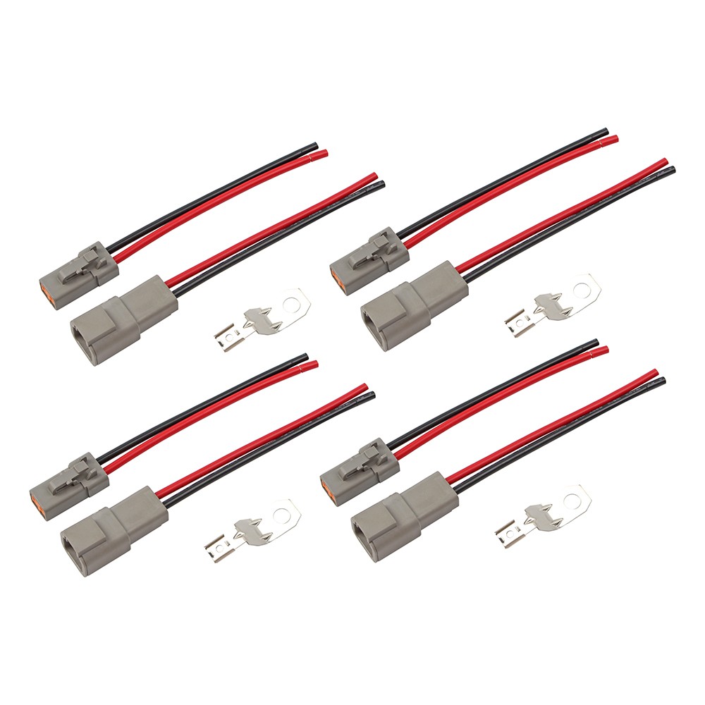 4 pairs DTP 2 Pin Plug Waterproof Connector w/ 1FT 12AWG Wire for Car Truck Boat