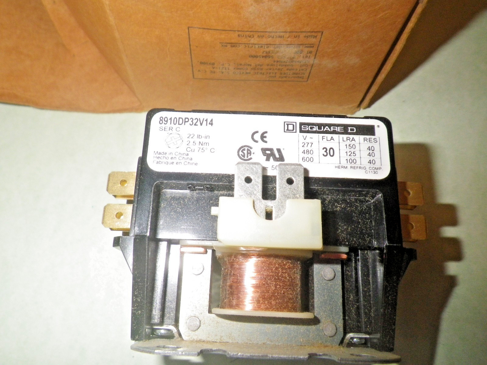 Square D 8910DP32V14 Definite Purpose Contactor 2-Pole 30A 24V SER C