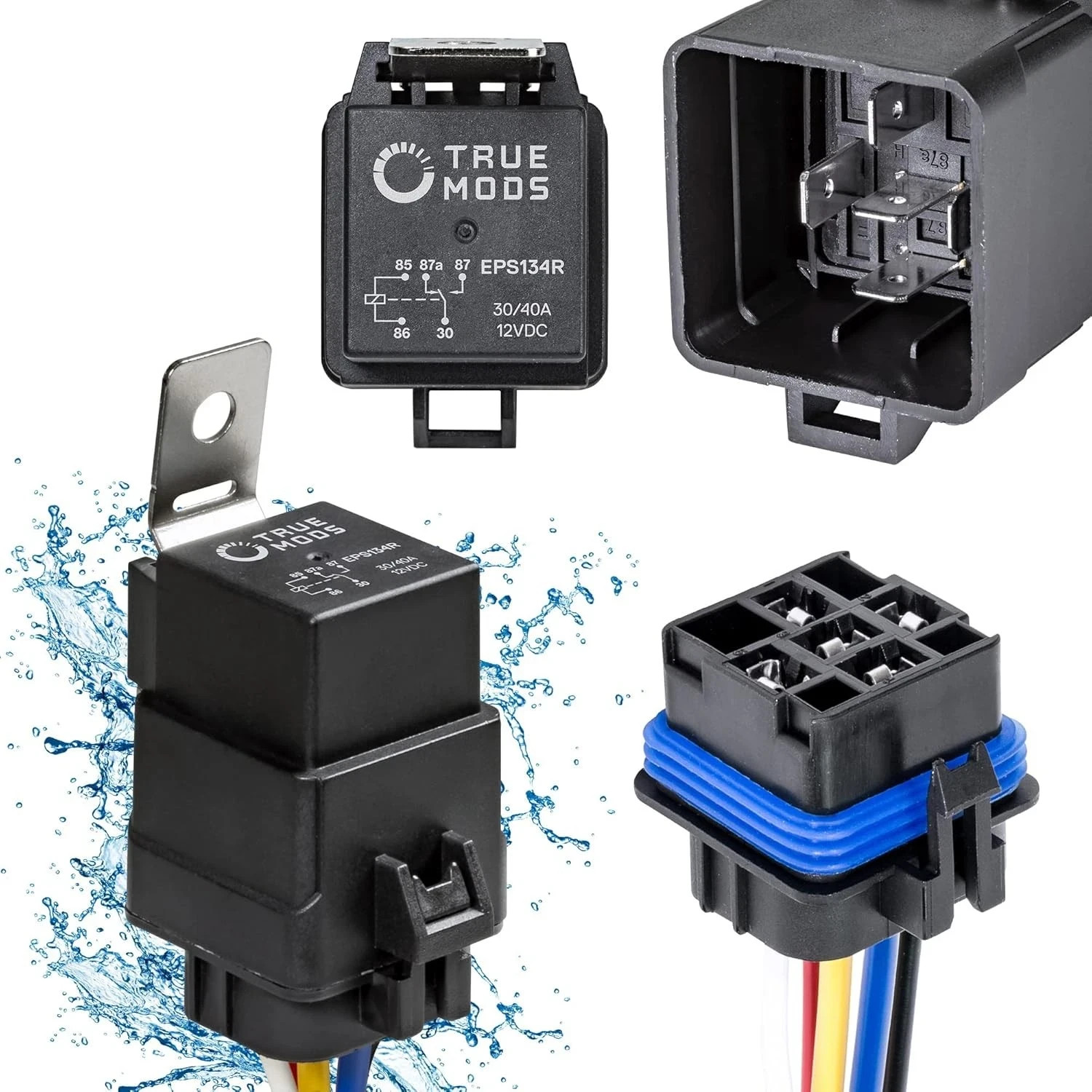True MODS 1 Pack 5-Pin 12V Bosch Style Waterproof Relay Kit [Harness Socket] [12