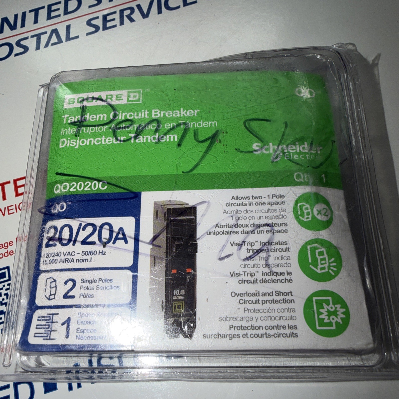 Square D Schneider QO 20 Amp Tandem Circuit Breaker QO2020C
