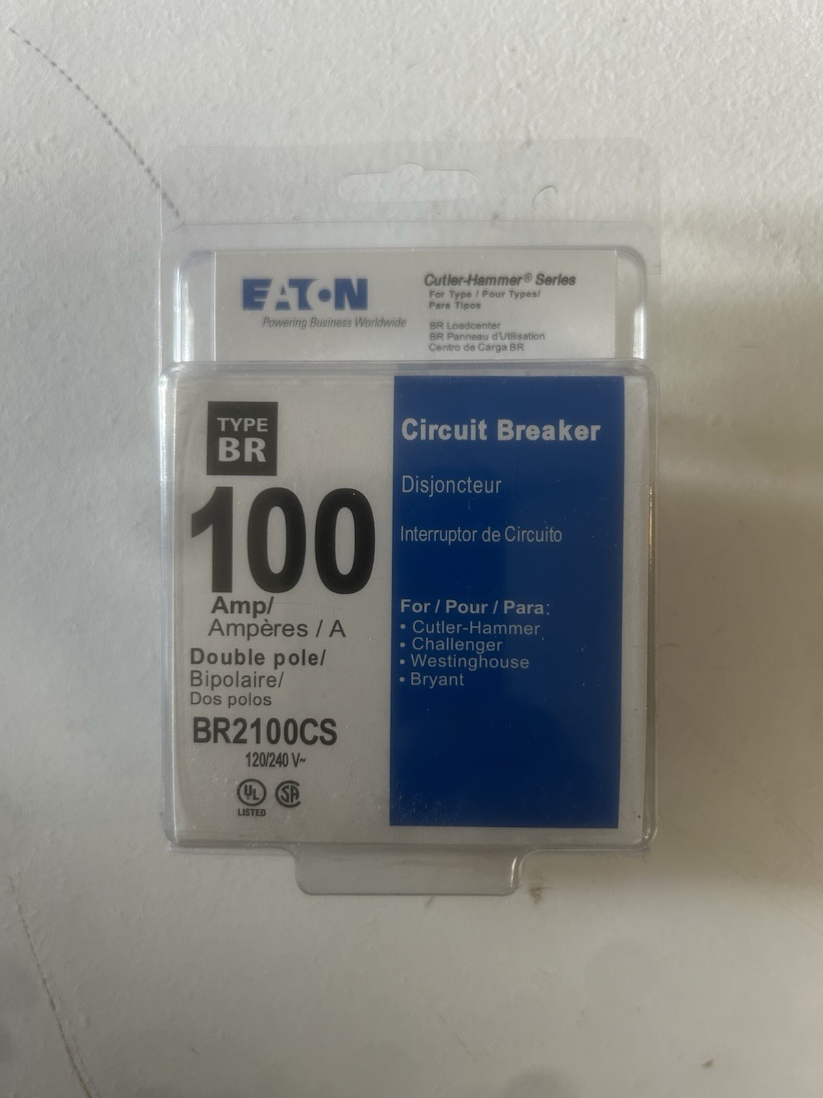Eaton BR2100CS Double Pole Circuit Breaker 100 Amp 120v/240v