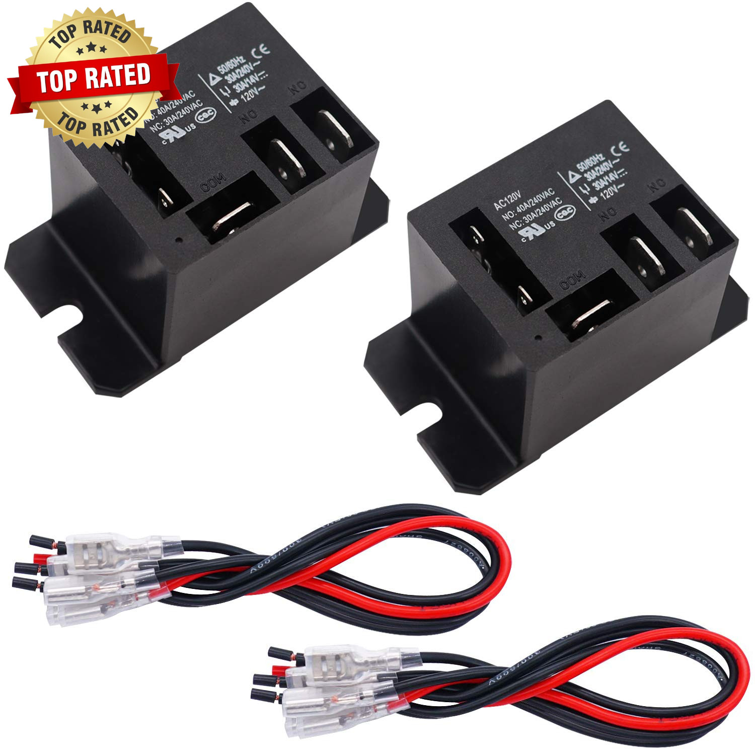 2PCS Power Relay AC120V Coil 30A SPDT(1NO 1NC) with Flange Mounting and 10 Quick