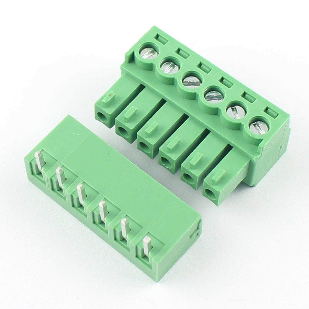 DBParts 10 Sets 6-Pin (6 Pole) 3.81mm Pitch Angle Screw Terminal Block Connec…