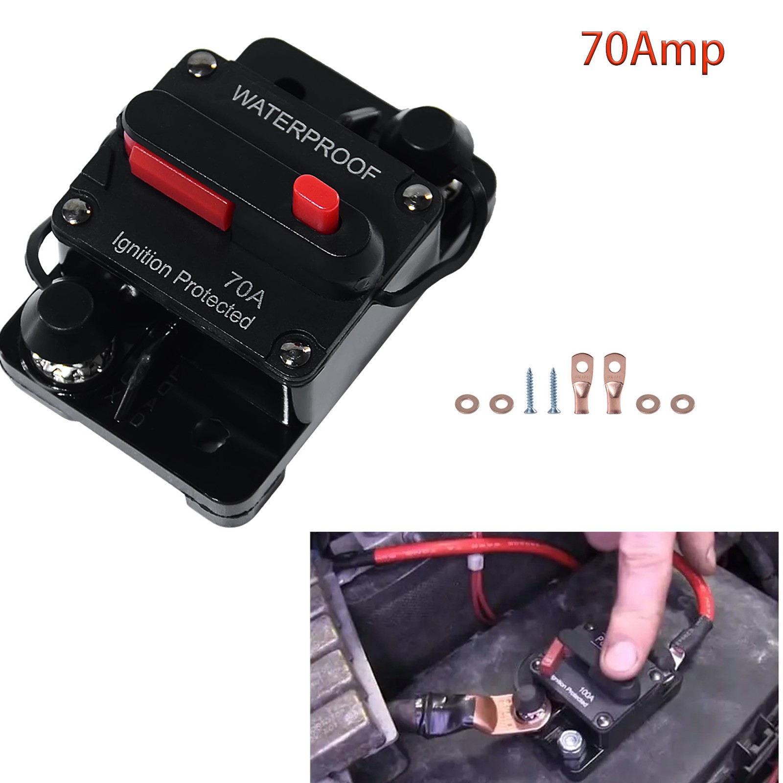 New 70Amp Circuit Breaker Audio Fuse 12V-48V DC Car Boat Manual Reset Switch