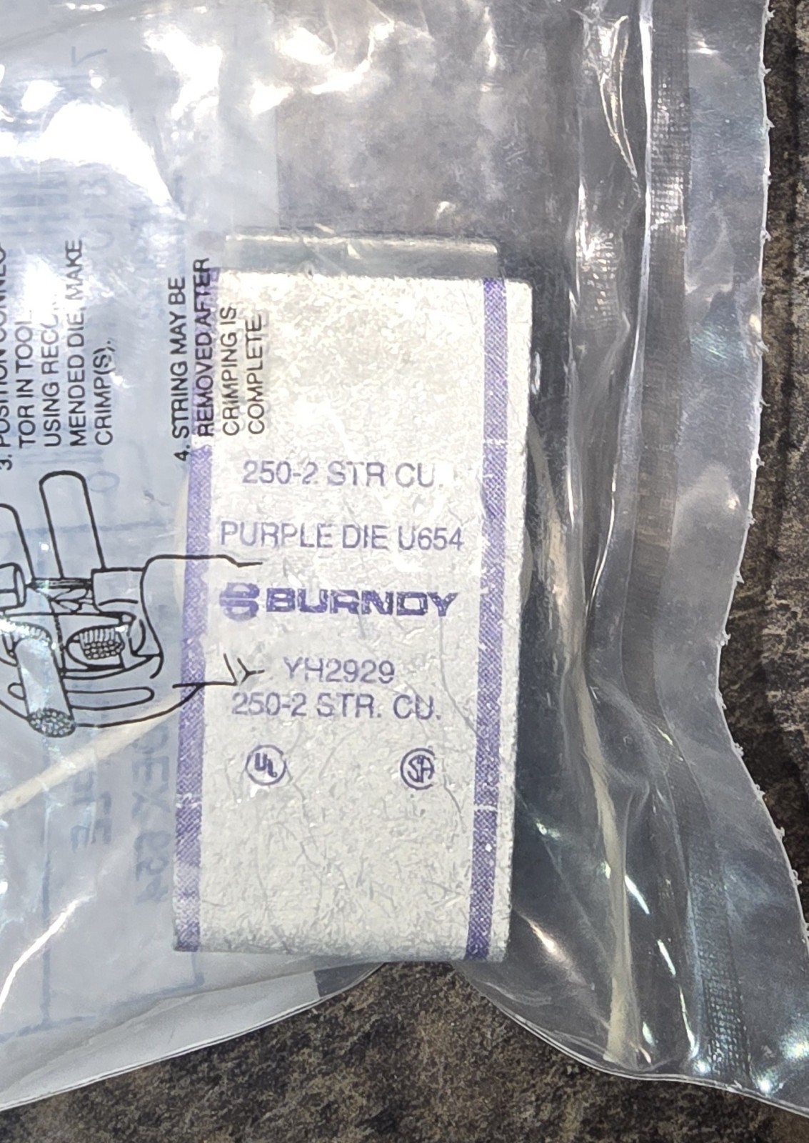 Lot Of 2- Burndy YH 2929 Purple HiTapDie – 654 250-2 4/0-2 compression