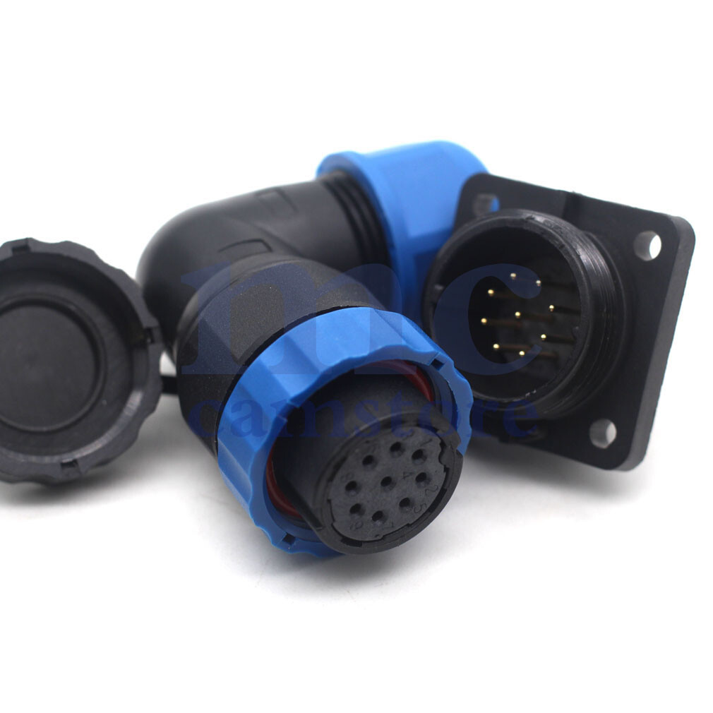 SD20 5A 9Pin IP67 Bulkhead Elbow Waterproof Connector,Industrial Power Connector