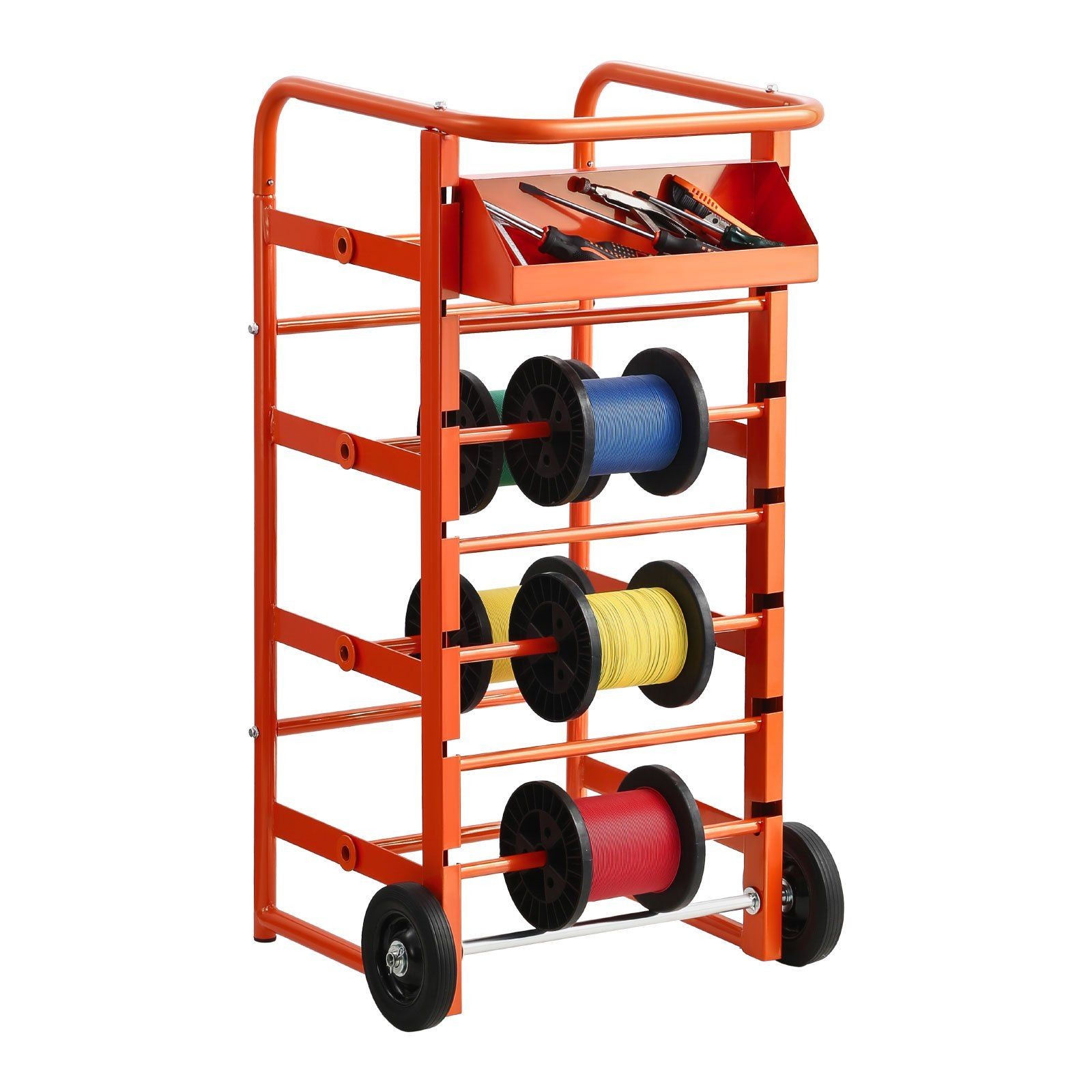 Wire Spool Holder 11-Rod Cable Caddy Cart Industrial Steel Build
