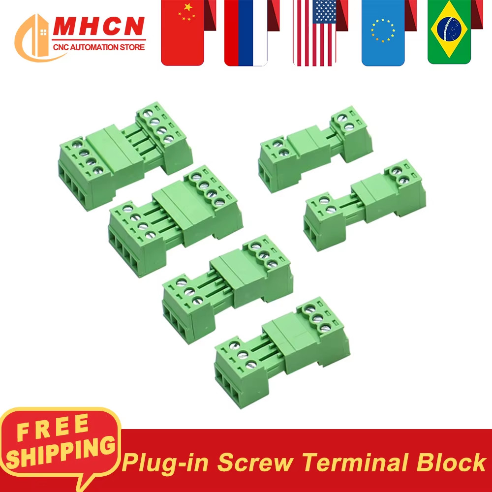 5PCS 15EDGK 2P 3P 4P 5P 6P 7P 8Pin PCB Screw Terminal Block Male Female Connecto