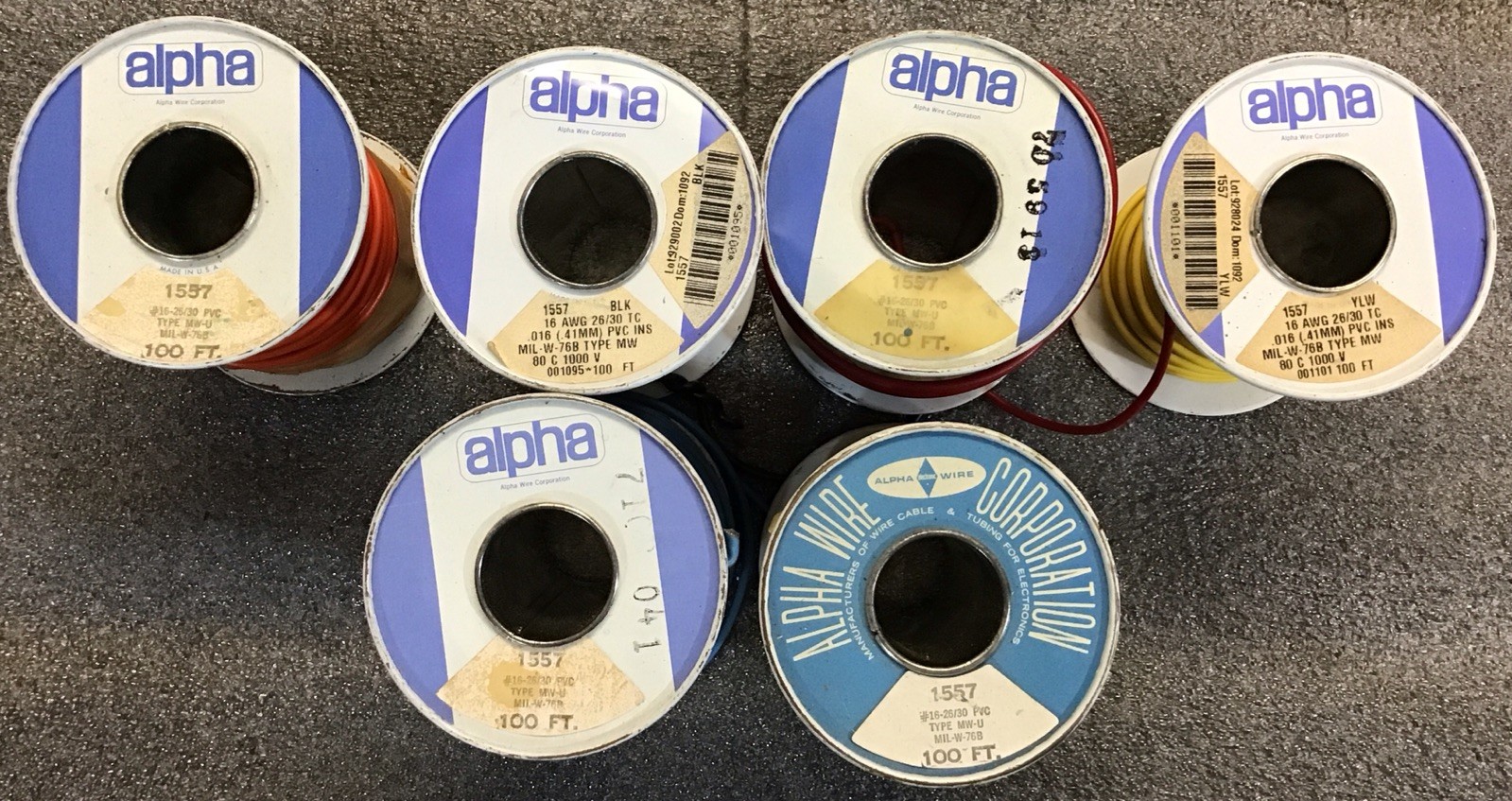 Alpha 1557- 1000V 16 Awg 26×30 Hookup Wire Thermo Plastic Insulation USED 6 LOT