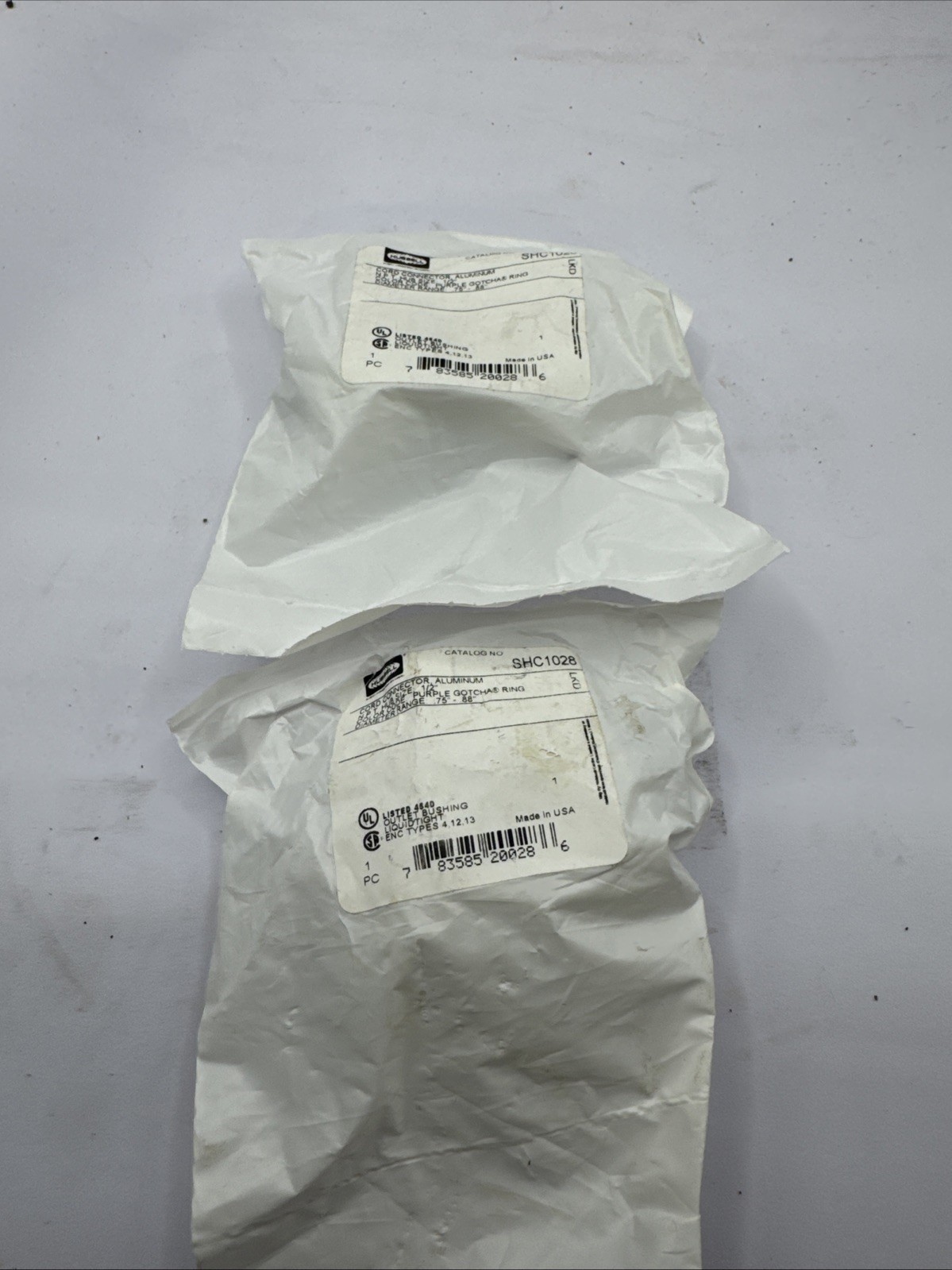 Lot Of 2 Hubbell SHC1028 1/2” NPT Cord Connector, Liquid Tight