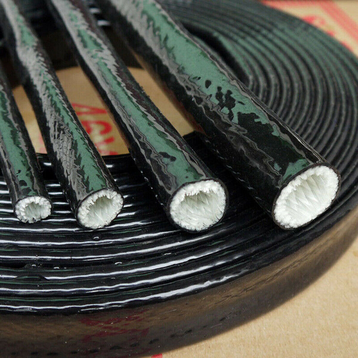 Silicone / Fibreglass Fire Sleeving Protective Heat Shield Sleeve 4-100mm Black