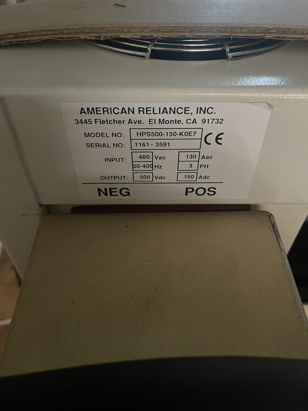 American Reliance Amrel HPS500-150-K0E7 epower High Power DC Power Supply