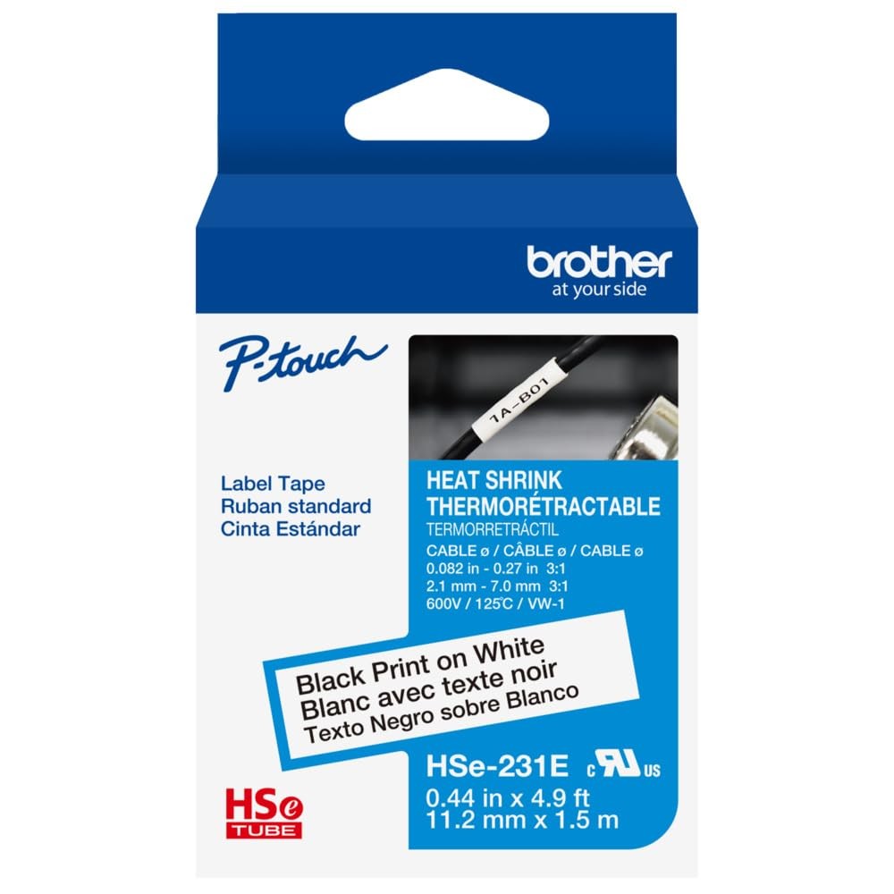 HSe231E ~1/2in (11.2mm) Black on White Heat Shrink Tube, 3:1 Electrical Shrin…