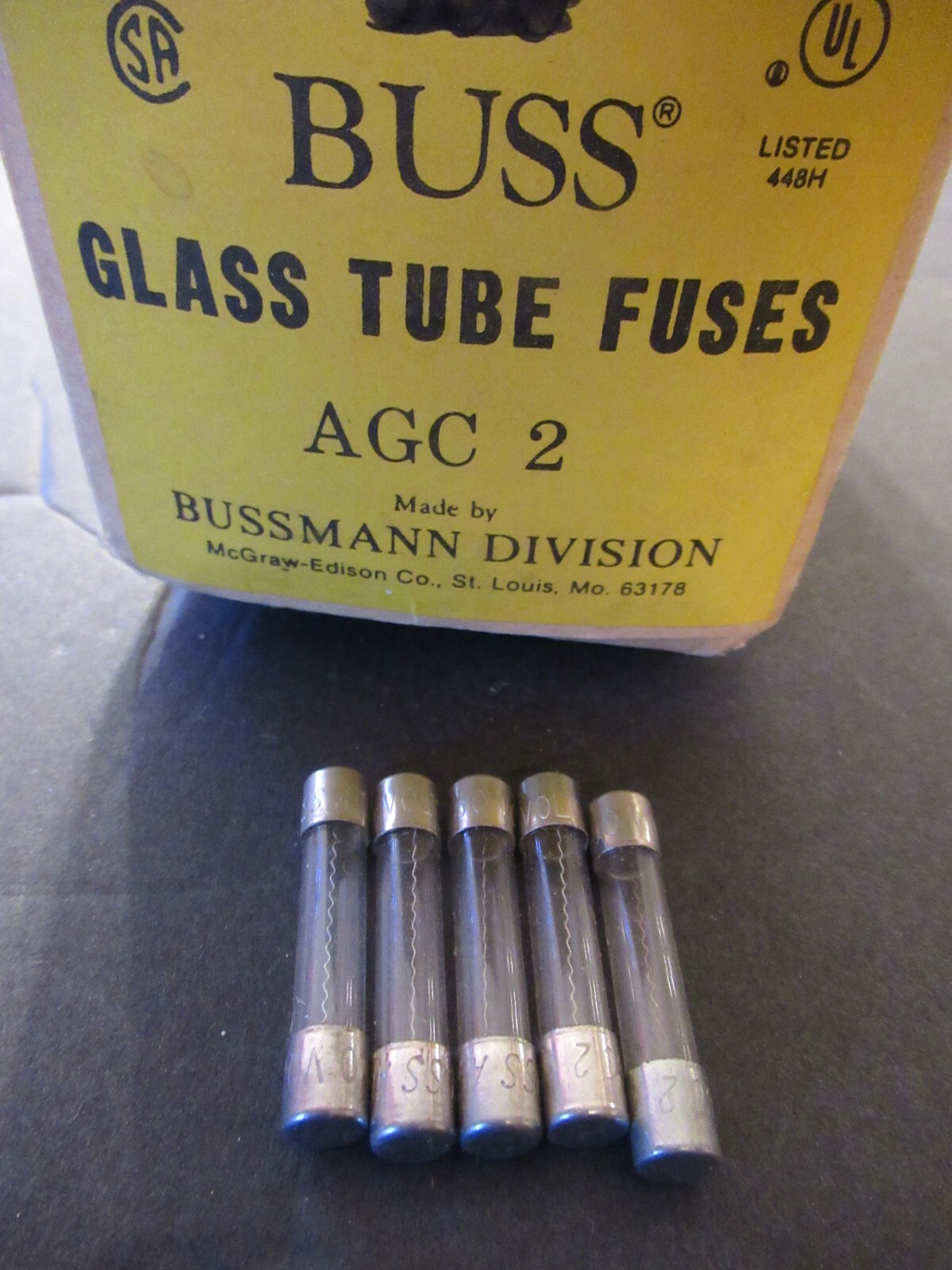 Five Bussmann AGC2 Buss AGC 2 250 Volt 2 Amp Fast Acting Glass Fuses NEW