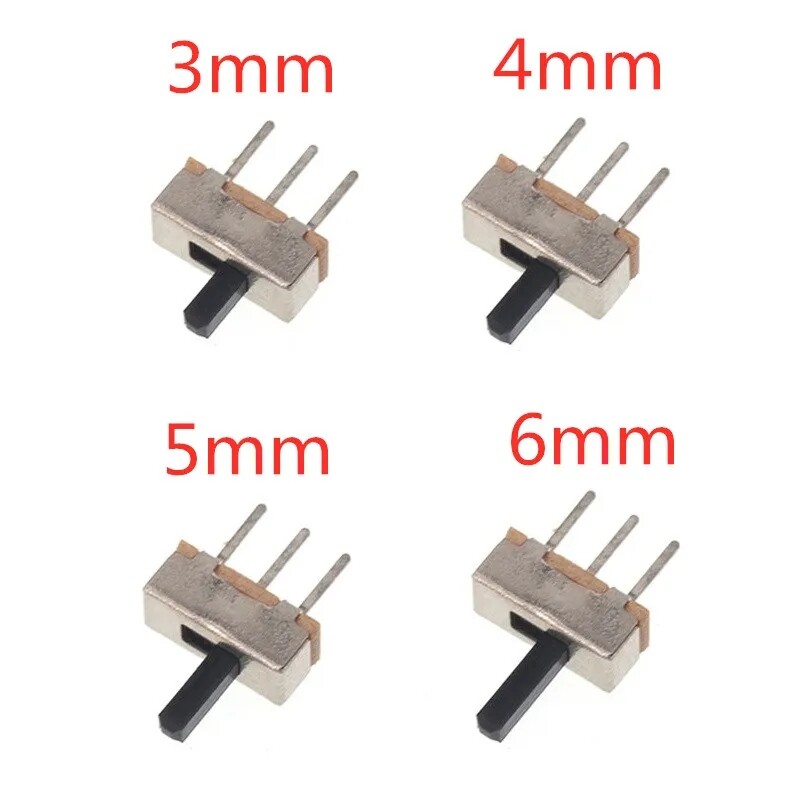 50x Vertical Slide Switches SPDT 3-Pin Mini Micro PCB Solder Tiny 1P2T 3/4/5/6mm