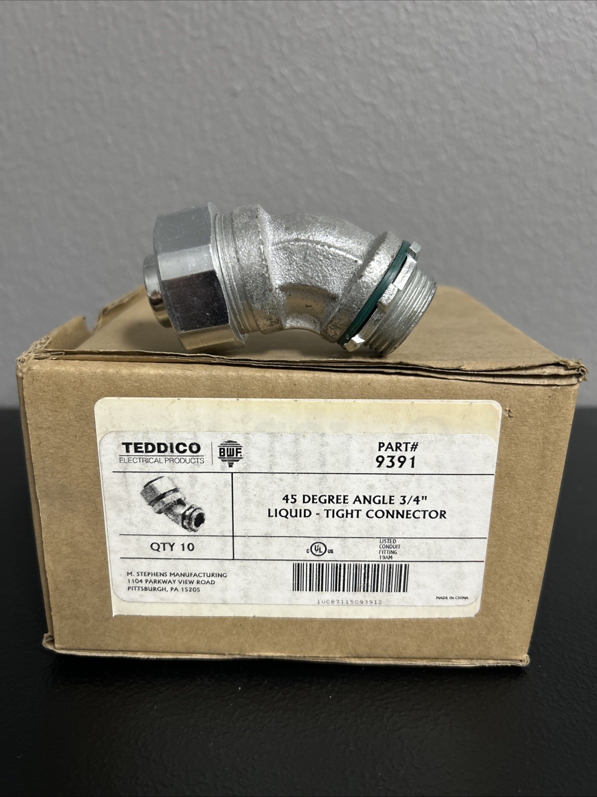 3/4” Liquid-tight Connector 45 Degree Seal-tight Box Of 10 New.