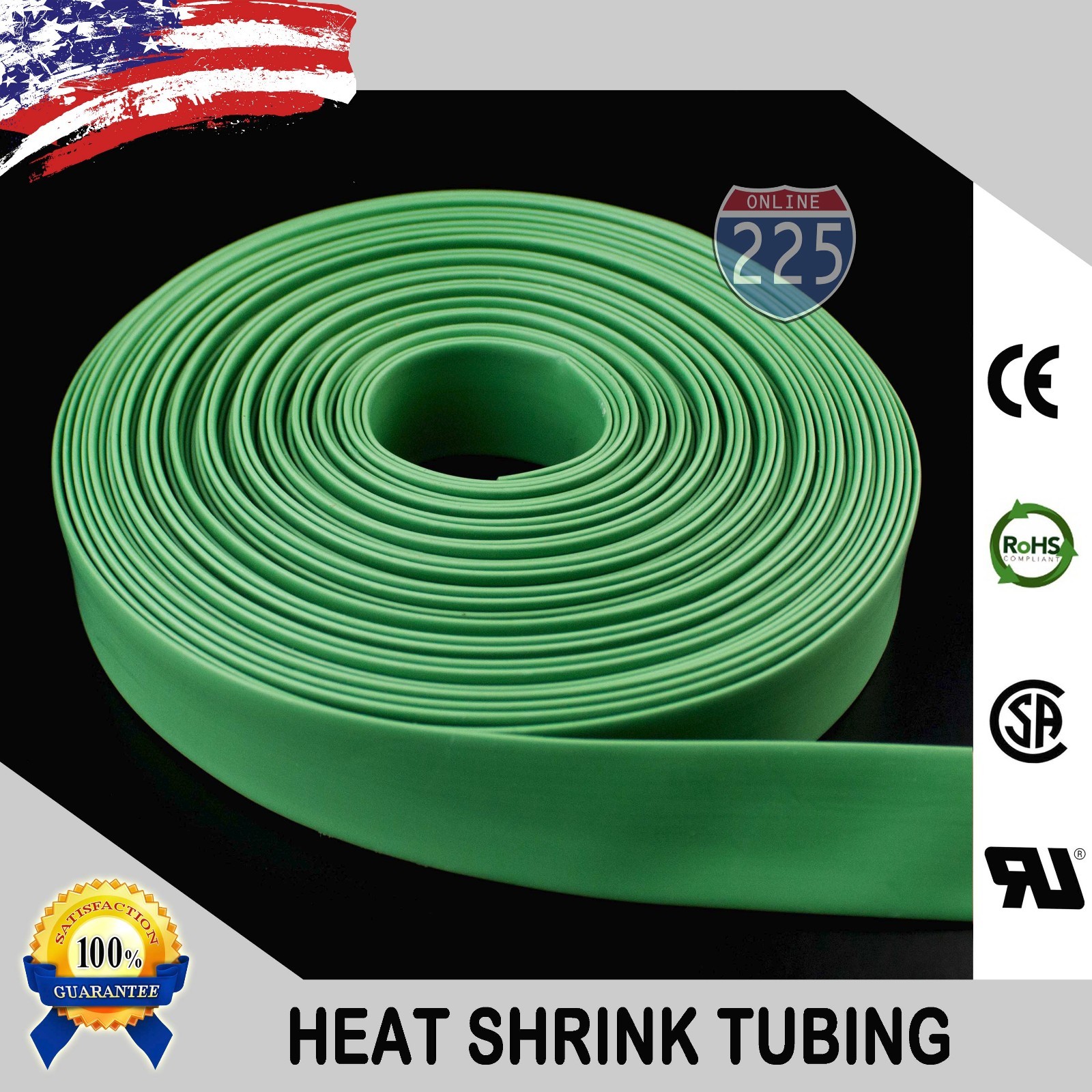 50 FT. 50′ Feet GREEN 1/2″ 13mm Polyolefin 2:1 Heat Shrink Tubing Tube Cable US
