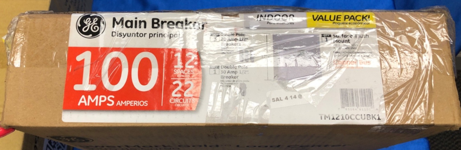 GE TM1210CCUBK1 100A 22-Circuit Load Center Kit Dented New Open Box See Pictures