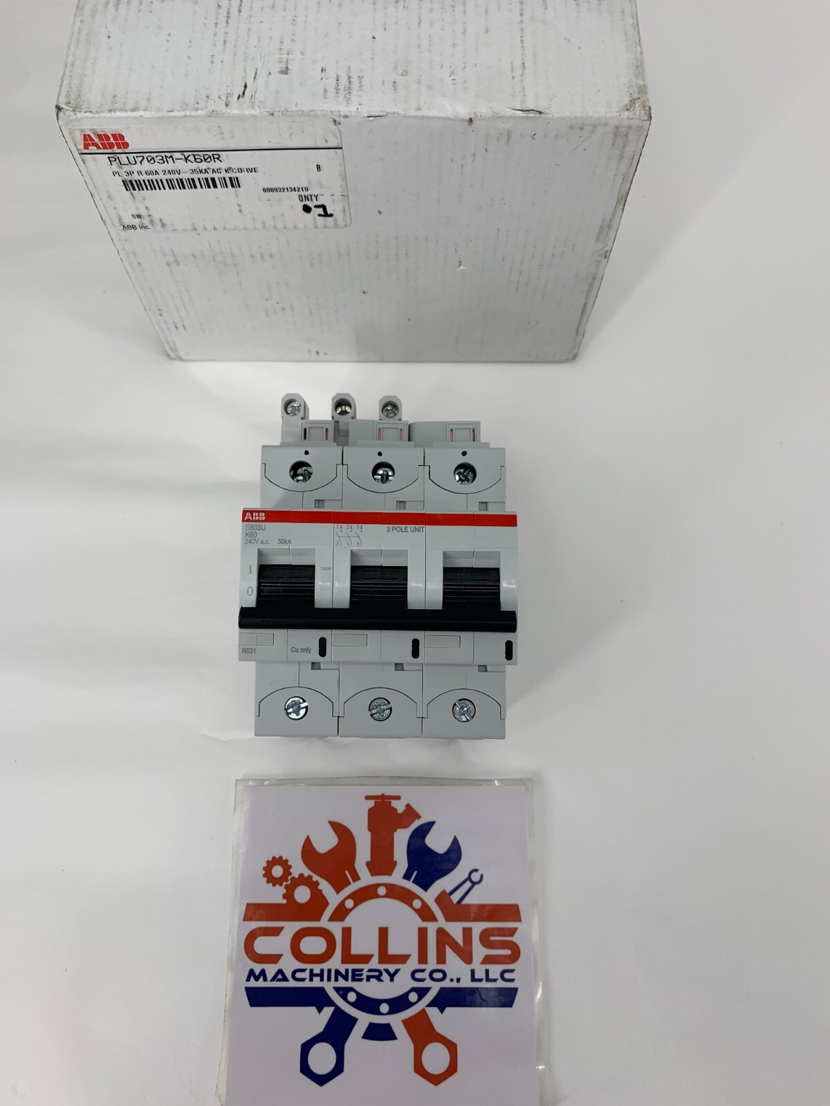 ABB PLU703M-K60R Pl 60A 3P 240V-35KA AC K-Curve Right Miniature Circuit Breaker