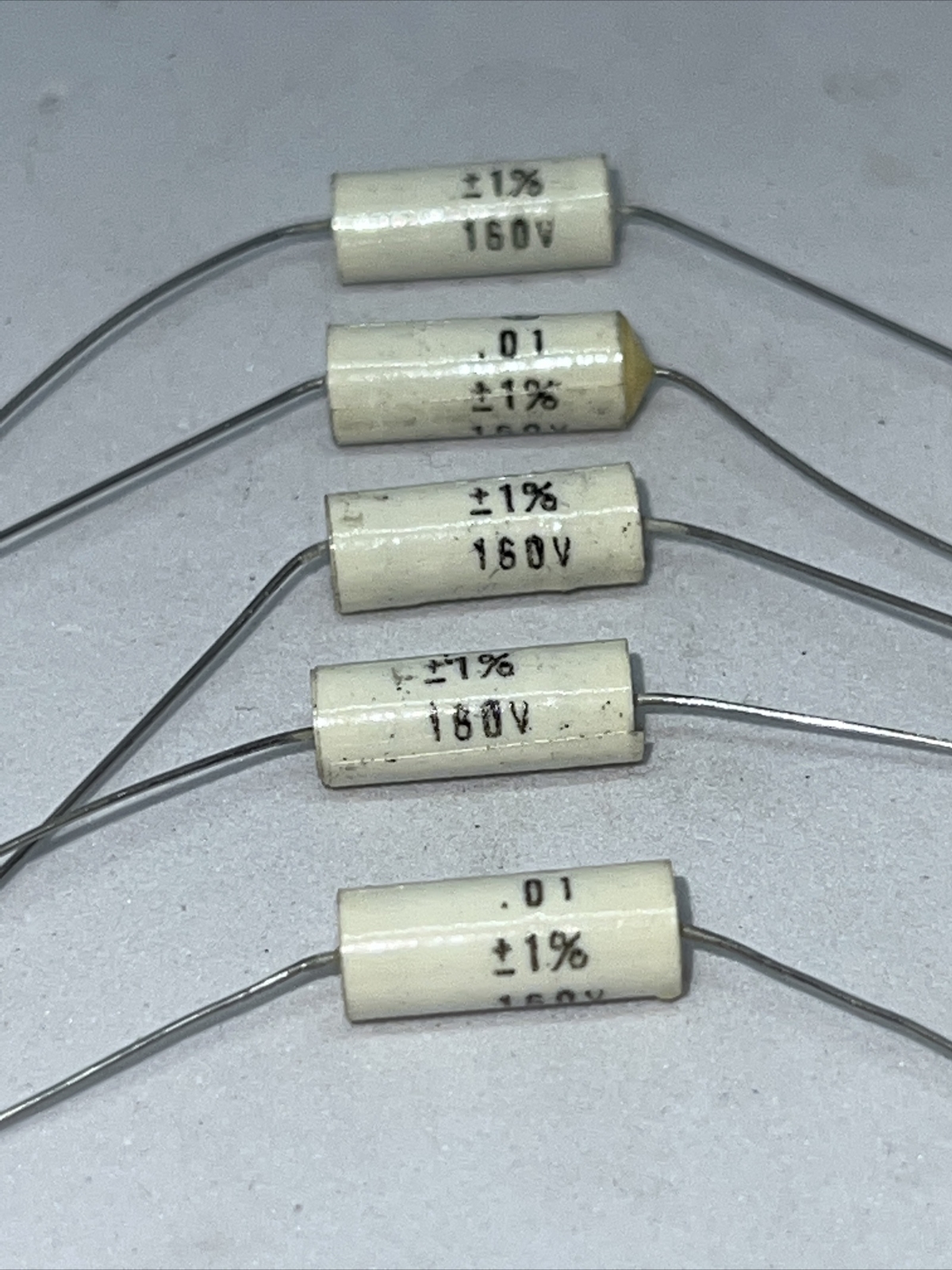 .01uf 160V Axial Film Polystyrene Capacitor 160 Volts 10000pF New Lot of (5)