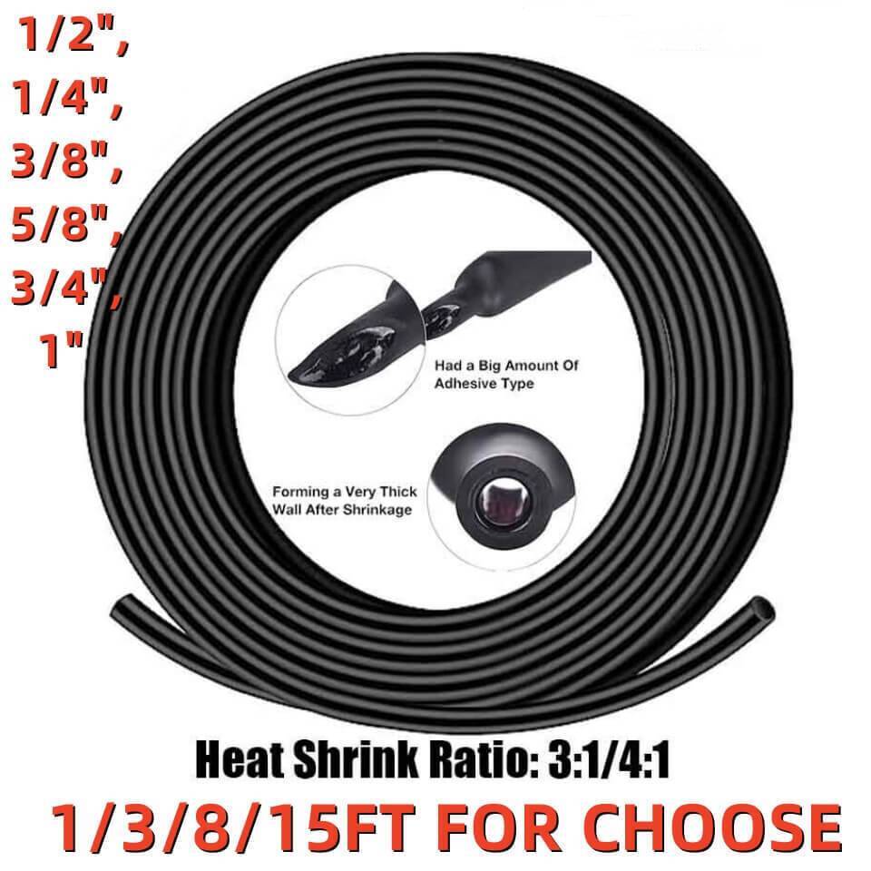 3/15FT Heat Shrink Tubing Marine Grade Wire Wrap Adhesive Lined 3:1/4:1 Ratio