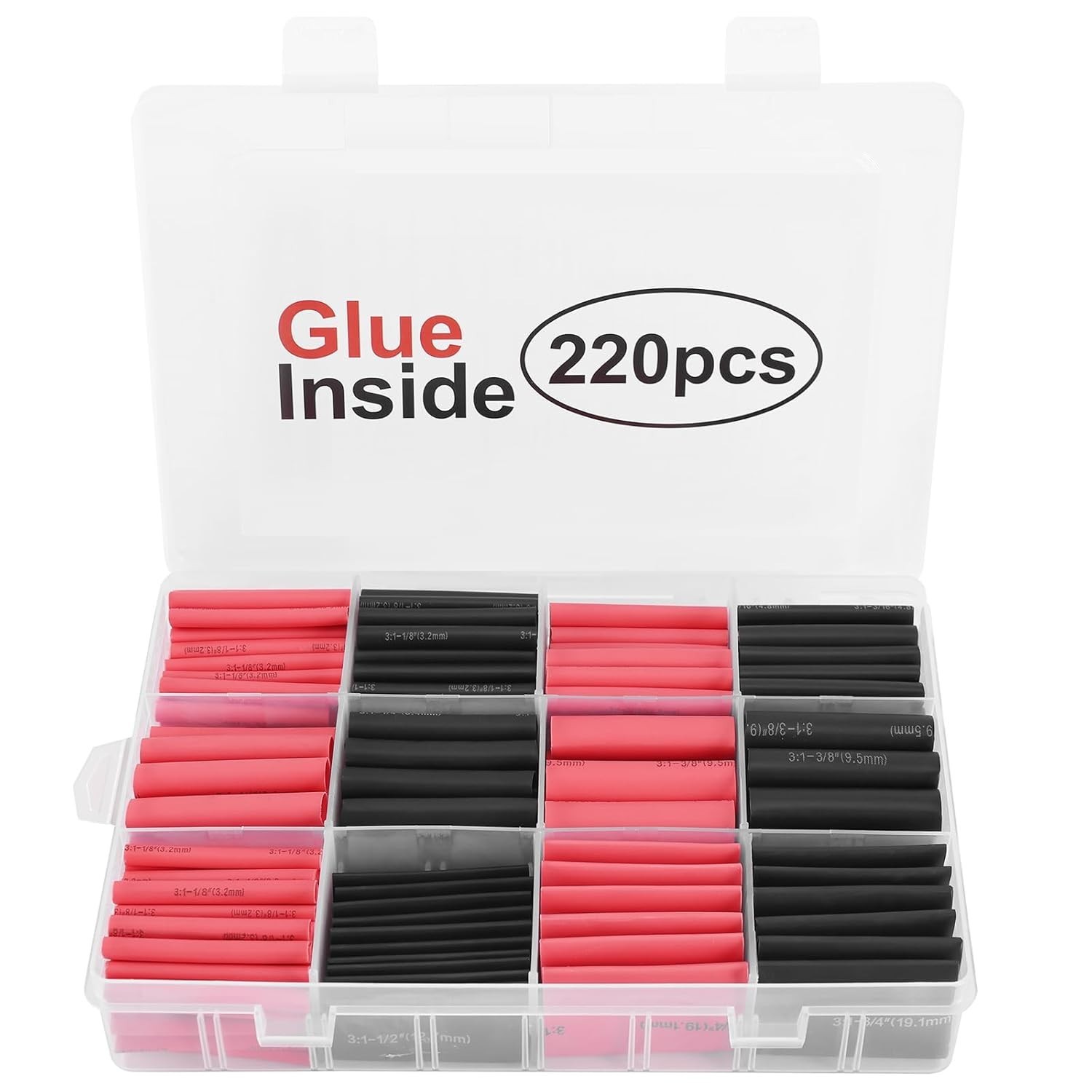 Industrial Heat Shrink Tubing Kit – 220 Pcs Marine Grade with 31 Adhesive Lin…