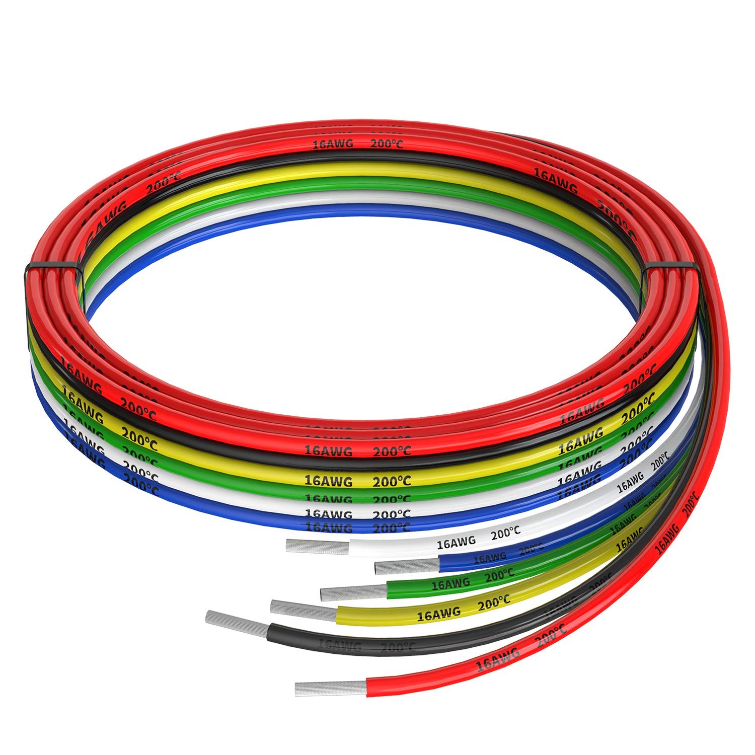 16awg Silicone Electrical Wire Cable 6 Colors (5ft Each) 16 Gauge Hookup Wires