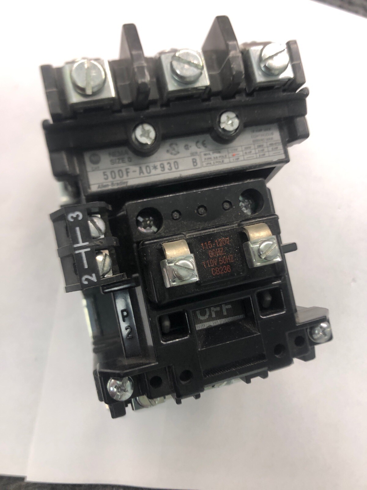 Allen Bradley 500F-A0D930 Size 0 Open Type AC Contactor 120V Coil 3 Pole Phase