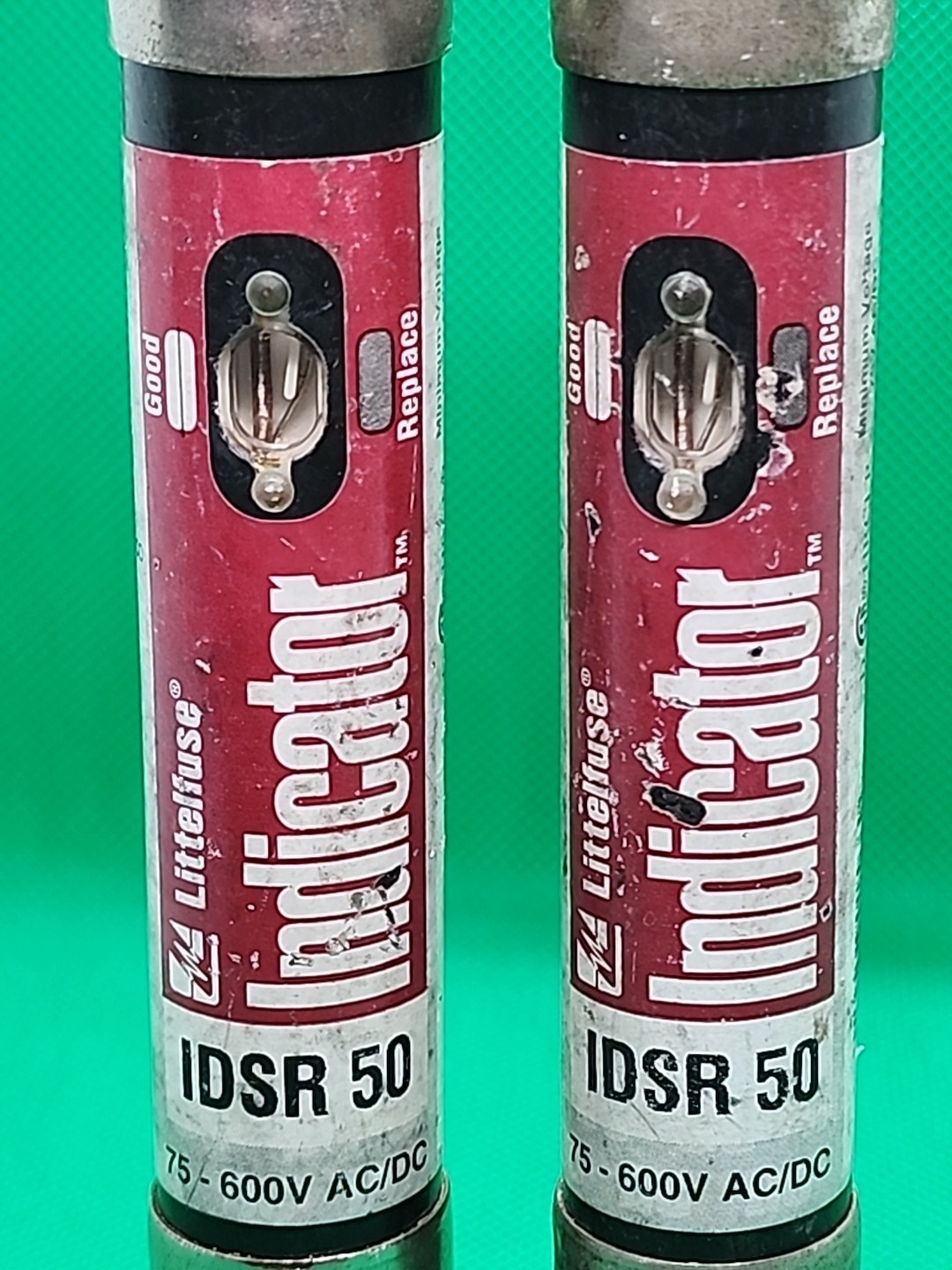 2x – LITTELFUSE INDICATOR IDSR-50 600V 50A TIME-DELAY DUAL-ELEMENT FUSE [1ES3-3]