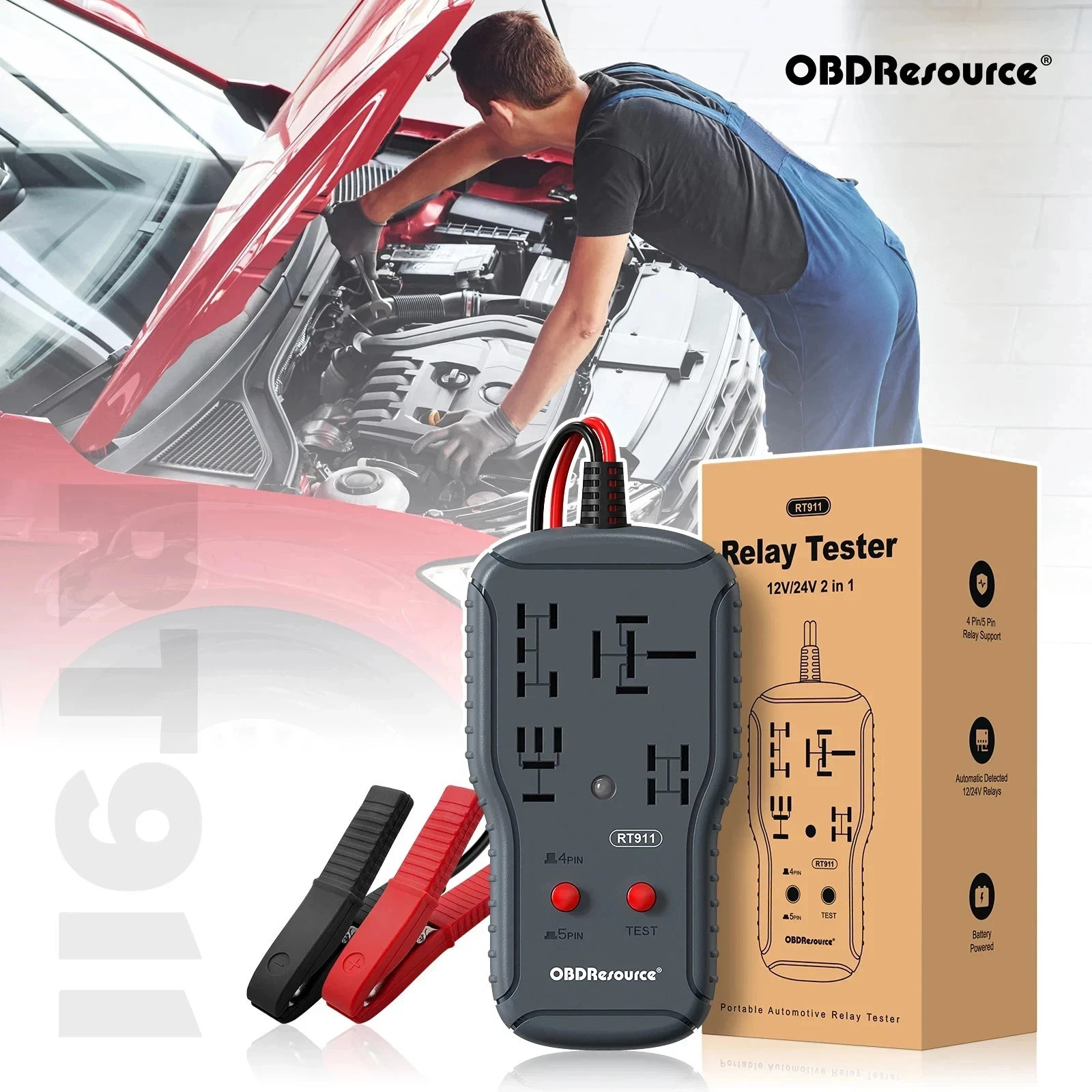 New 12V/24V Automotive Relay Tester 4PIN 5PIN Super Relay Tester Diagnostic Tool