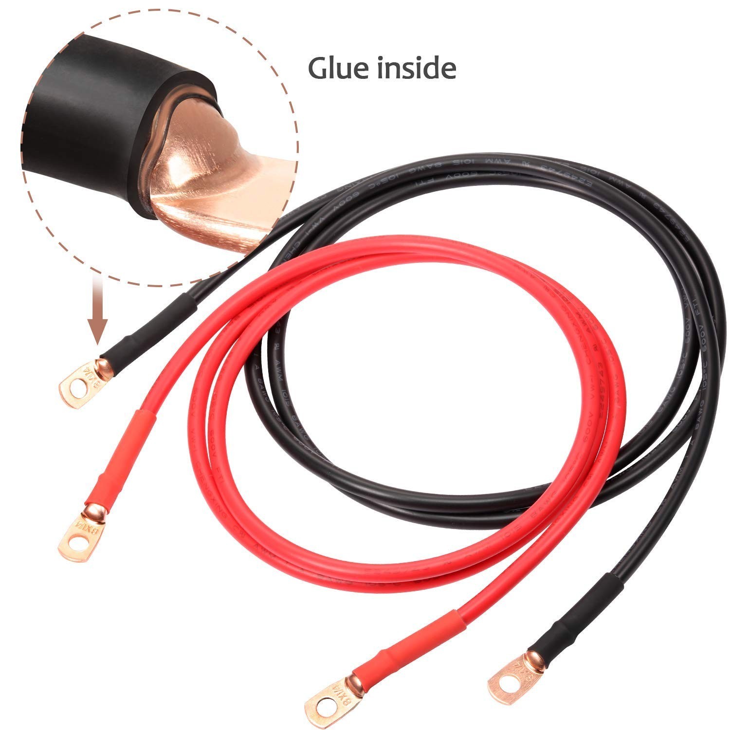 Heavy-Duty 8 AWG Copper Crimp Lugs with Heat Shrink – Certified, 10 Pack