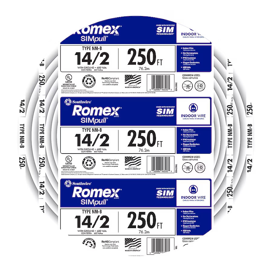 250 ft. 14/2 Solid Romex SIMpull CU NM-B W/G Wire